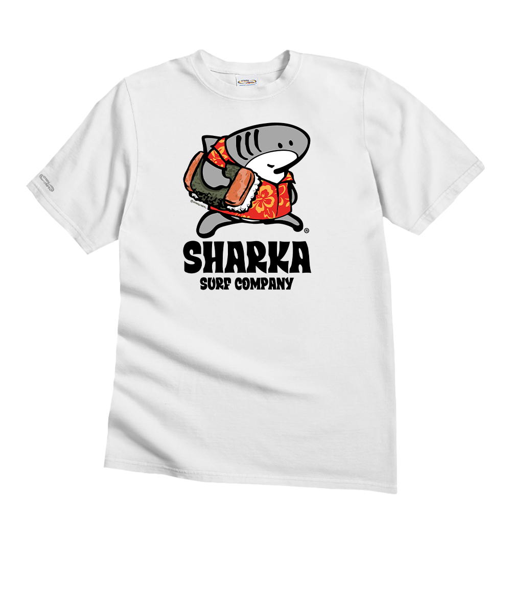 Musubi Sharka™ - White Short Sleeve Crewneck T-Shirt 1 Musubi Sharka™ - White Short Sleeve Crewneck T-Shirt