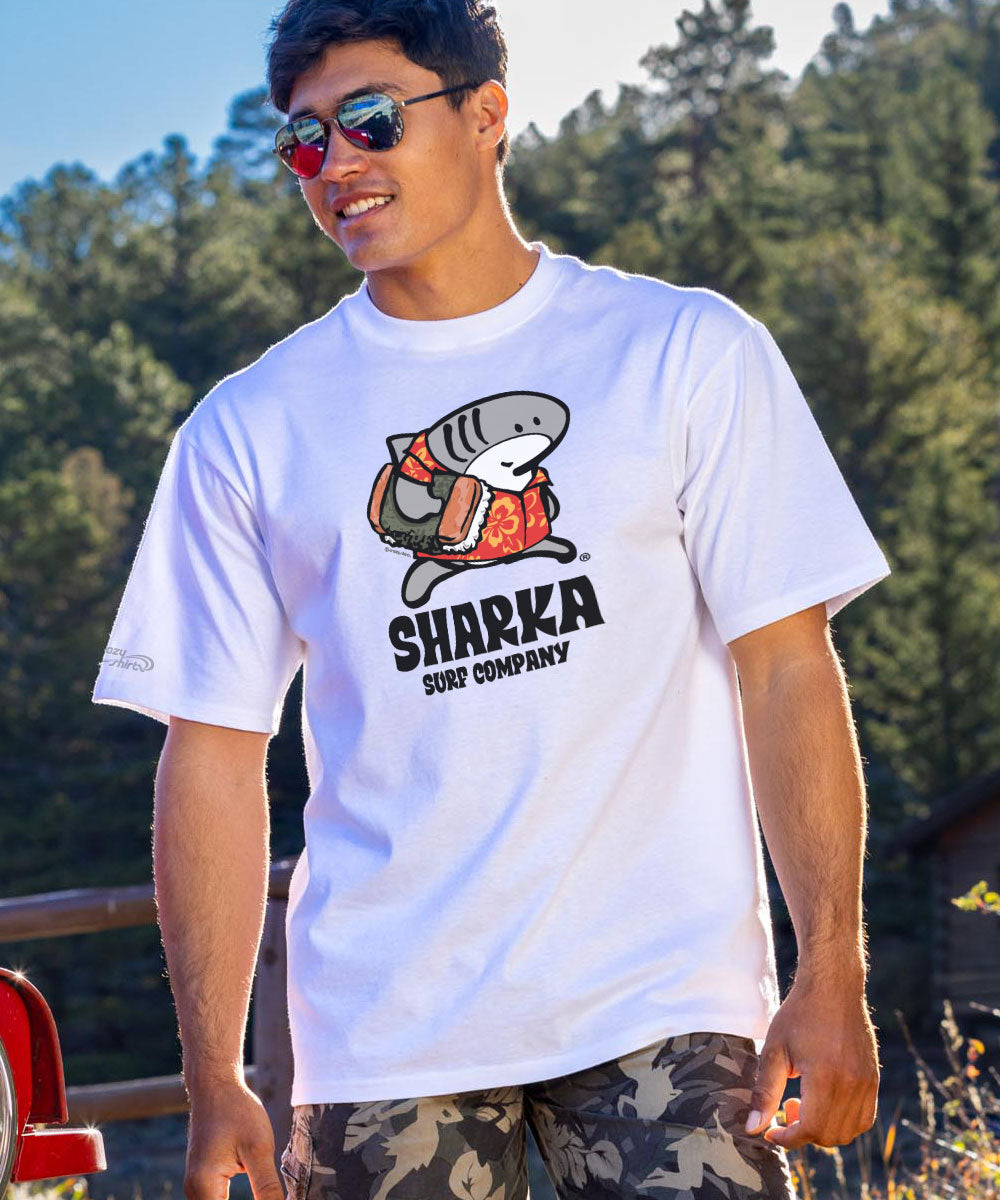 Musubi Sharka™ - White Short Sleeve Crewneck T-Shirt 2 Musubi Sharka™ - White Short Sleeve Crewneck T-Shirt