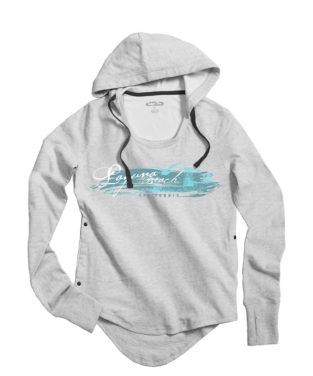 Naturally Laguna - Gray Heather Long Sleeve Harmony Hooded T