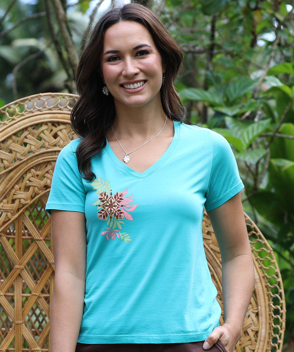 Nonohi Pua - Ocean Short Sleeve Pima V-Neck T-Shirt 2 Nonohi Pua - Ocean Short Sleeve Pima V-Neck T-Shirt