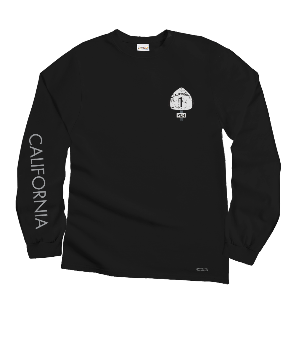 Pacific Coast Highway - Black Long Sleeve Crewneck T-Shirt 4 Pacific Coast Highway - Black Long Sleeve Crewneck T-Shirt