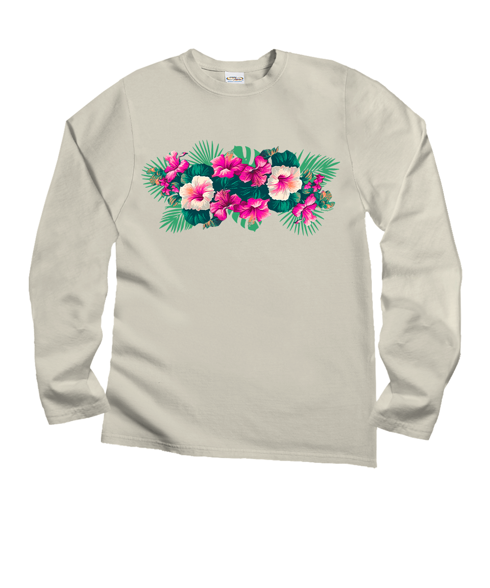 Pacific In Bloom - Coconut Dyed Long Sleeve Crewneck T-Shirt