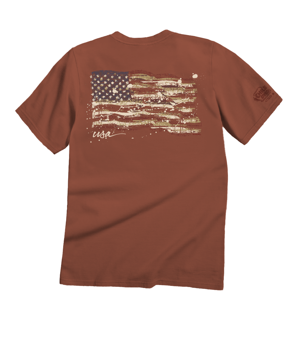 Painted Flag - Chile Dyed Short Sleeve Crewneck T-Shirt