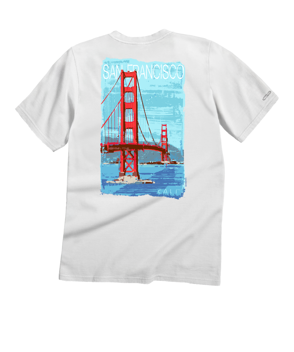 Painted Golden Gate - White Short Sleeve Crewneck T-Shirt