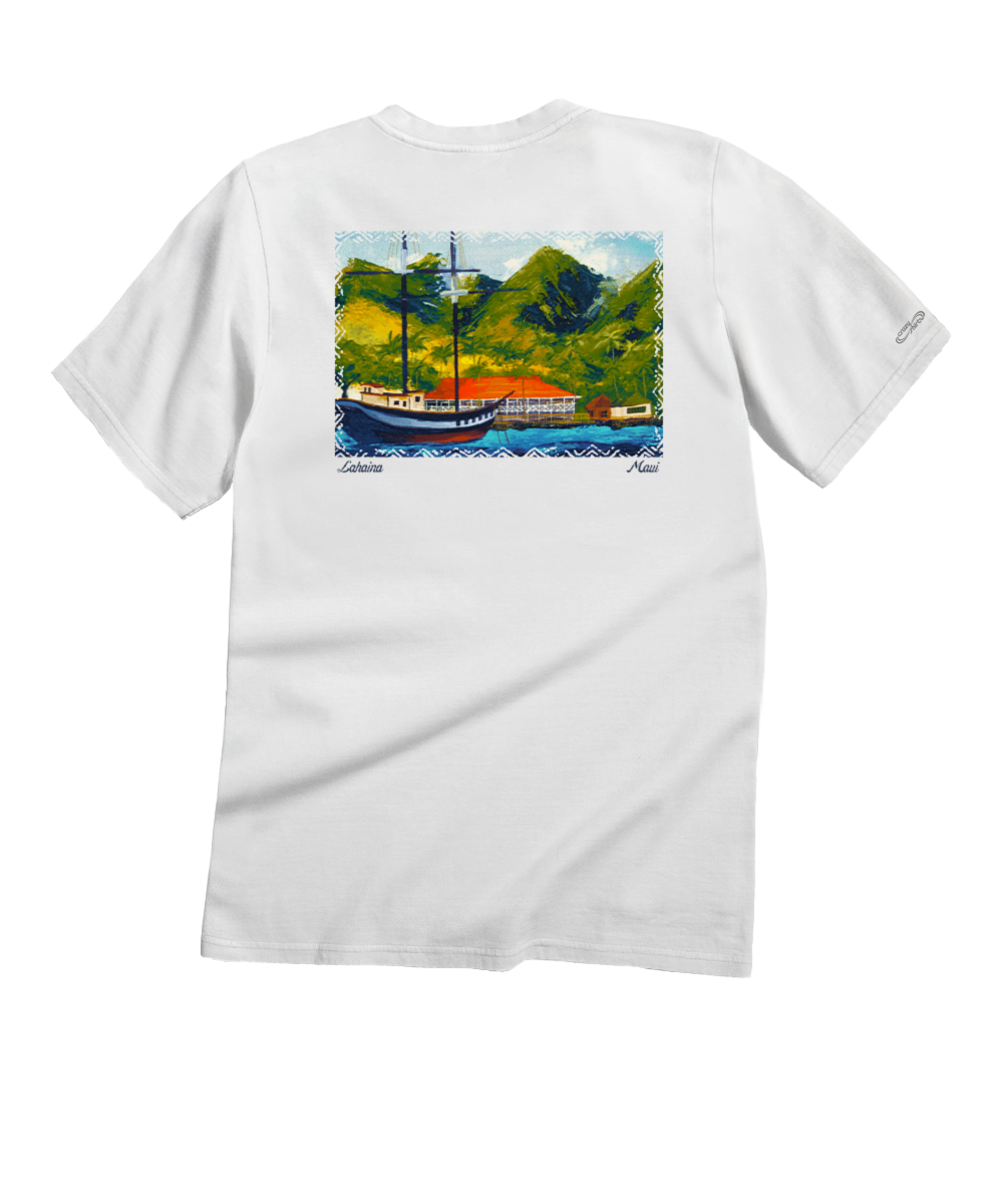 Painted Lahaina - White Short Sleeve Crewneck T-Shirt