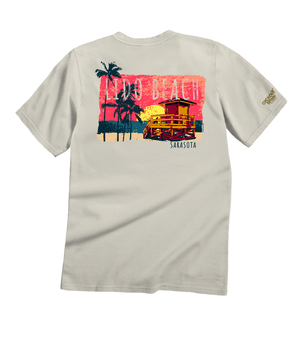 Painted Lido Beach - Coconut Dyed Short Sleeve Crewneck T-Shirt 1 Painted Lido Beach - Coconut Dyed Short Sleeve Crewneck T-Shirt