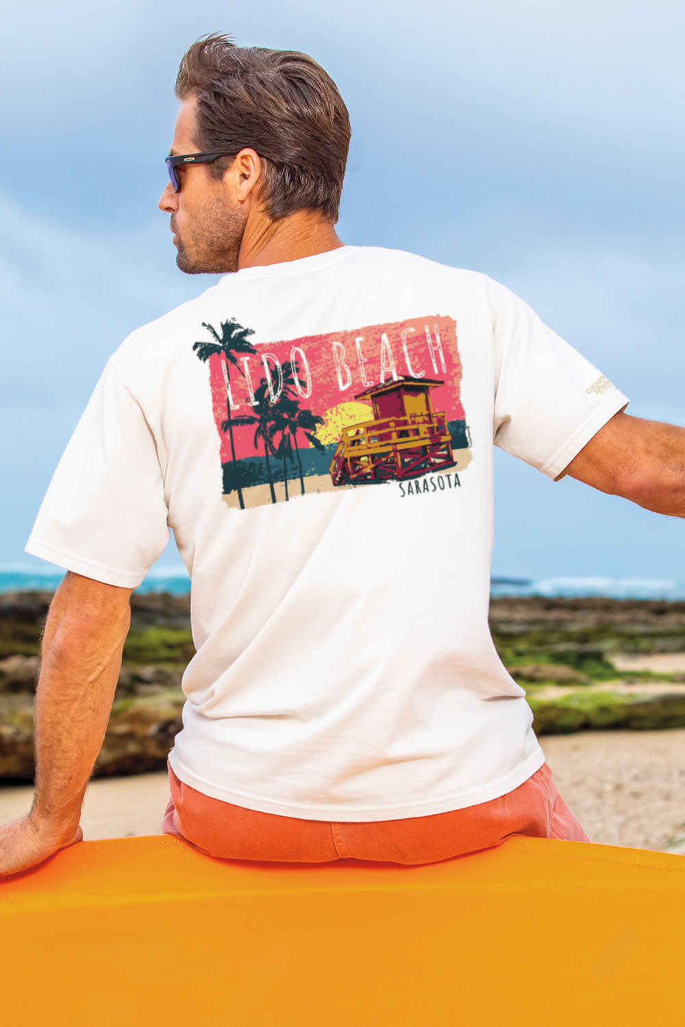 Painted Lido Beach - Coconut Dyed Short Sleeve Crewneck T-Shirt 2 Painted Lido Beach - Coconut Dyed Short Sleeve Crewneck T-Shirt