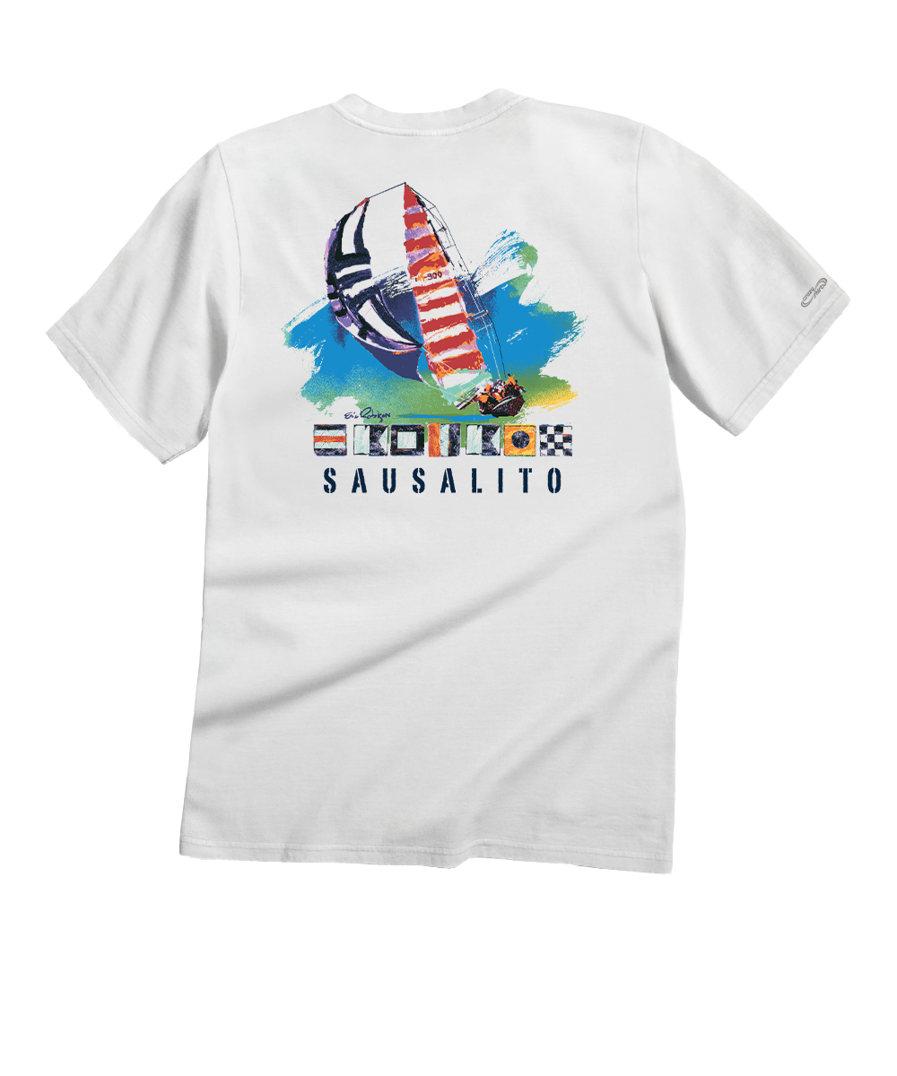 Painted Sails - White Short Sleeve Crewneck T-Shirt 1 Painted Sails - White Short Sleeve Crewneck T-Shirt