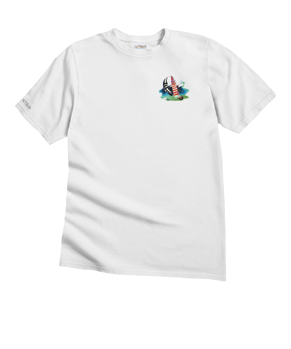 Painted Sails - White Short Sleeve Crewneck T-Shirt 4 Painted Sails - White Short Sleeve Crewneck T-Shirt