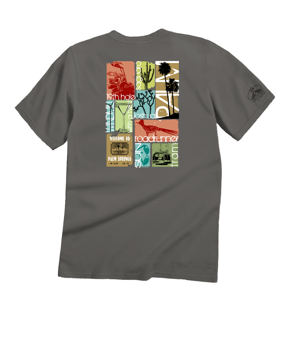 Palm Springs Collage - Crater Dyed® Short Sleeve Crewneck T-Shirt 1 Palm Springs Collage - Crater Dyed® Short Sleeve Crewneck T-Shirt