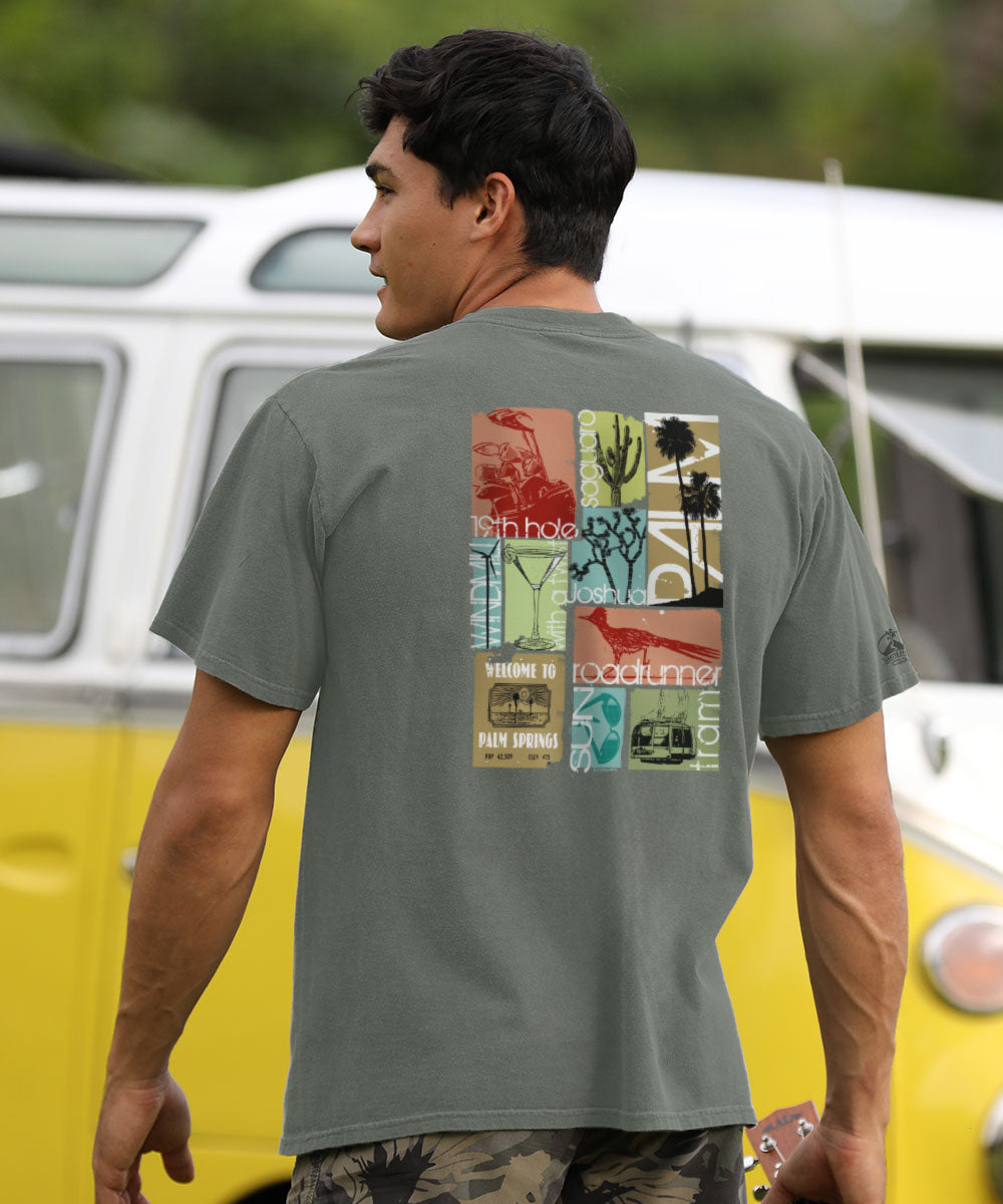 Palm Springs Collage - Crater Dyed® Short Sleeve Crewneck T-Shirt 2 Palm Springs Collage - Crater Dyed® Short Sleeve Crewneck T-Shirt