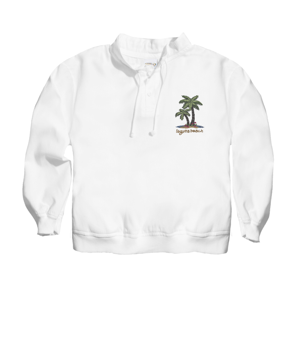 Paradise Palms - White Long Sleeve Lightweight Pullover
