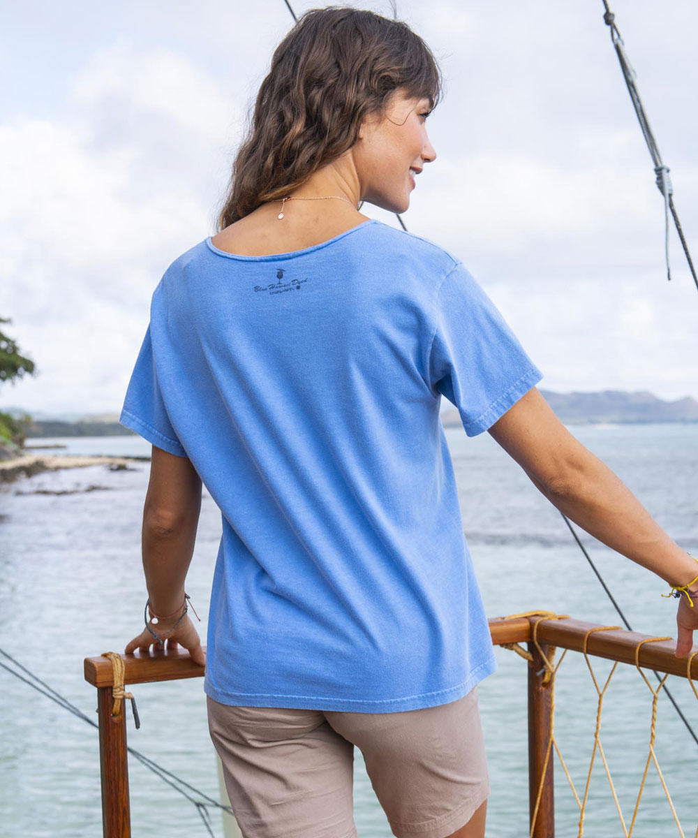 Pastel Palms - Blue Hawaii Dyed Short Sleeve Scoop Neck T-Shirt 3 Pastel Palms - Blue Hawaii Dyed Short Sleeve Scoop Neck T-Shirt