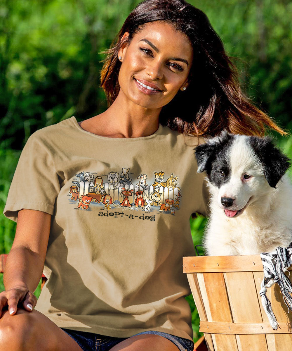 Picket Fence Pooches - Kona Coffee Dyed Short Sleeve Scoop Neck T-Shirt 2 Picket Fence Pooches - Kona Coffee Dyed Short Sleeve Scoop Neck T-Shirt