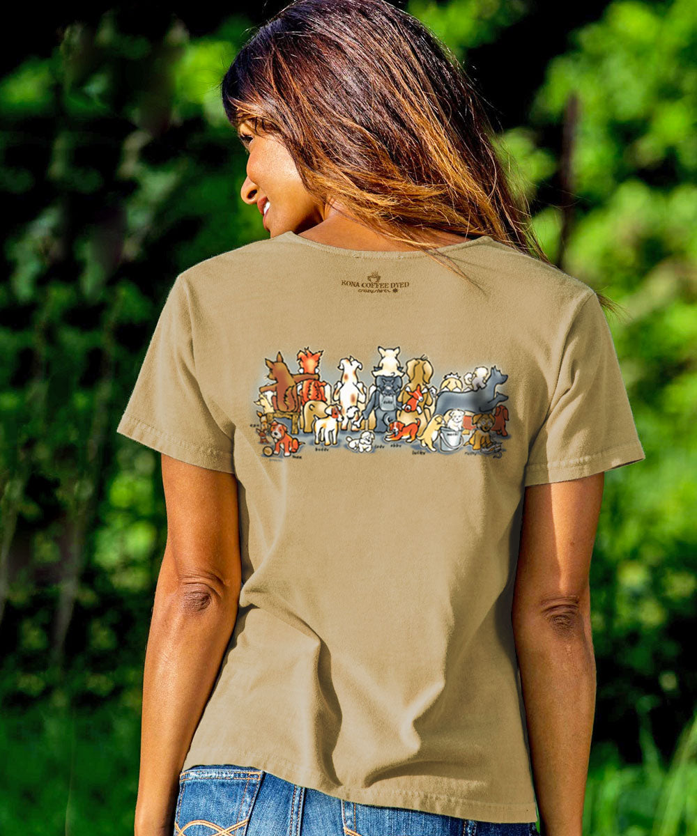 Picket Fence Pooches - Kona Coffee Dyed Short Sleeve Scoop Neck T-Shirt 3 Picket Fence Pooches - Kona Coffee Dyed Short Sleeve Scoop Neck T-Shirt
