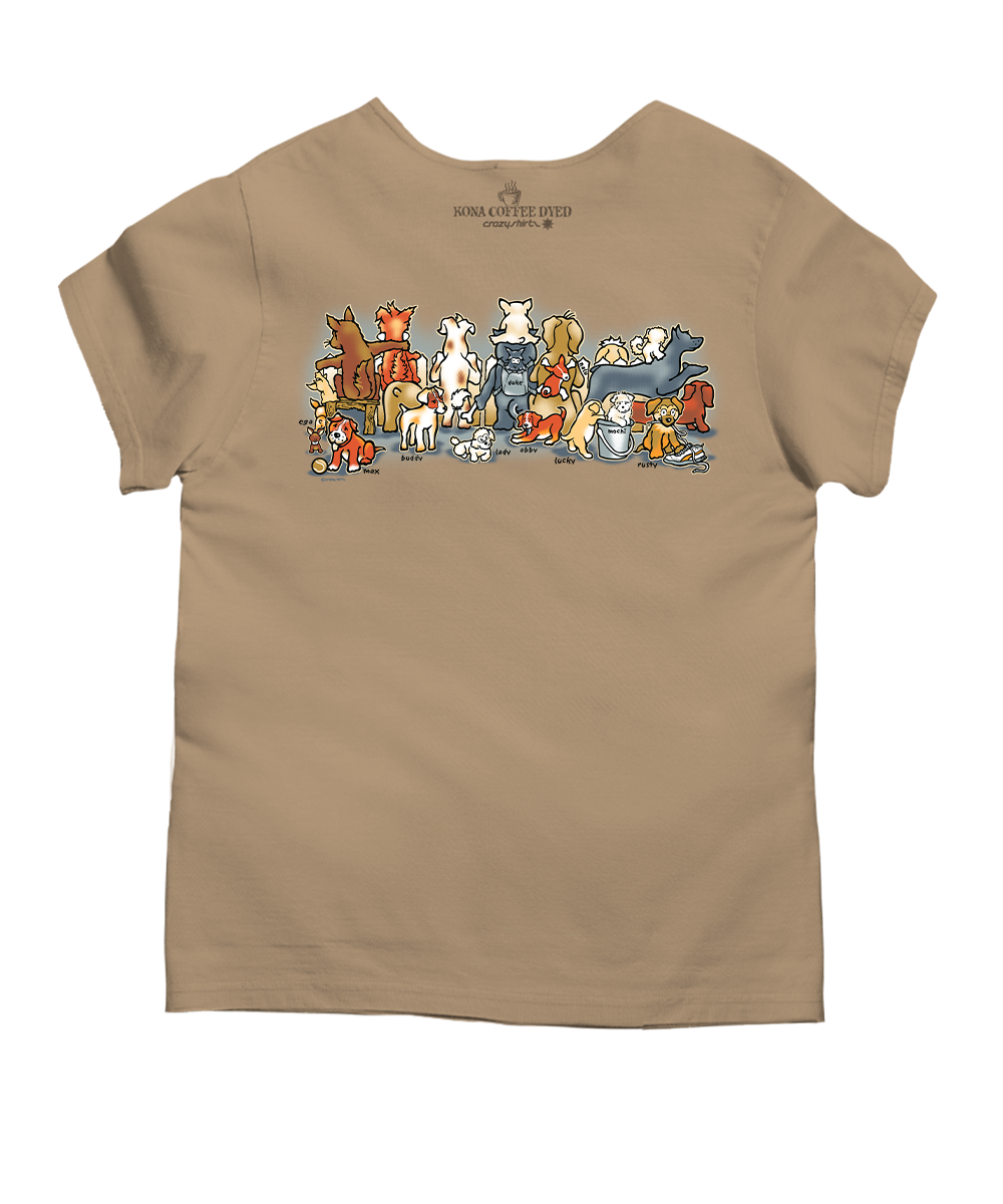 Picket Fence Pooches - Kona Coffee Dyed Short Sleeve Scoop Neck T-Shirt 4 Picket Fence Pooches - Kona Coffee Dyed Short Sleeve Scoop Neck T-Shirt
