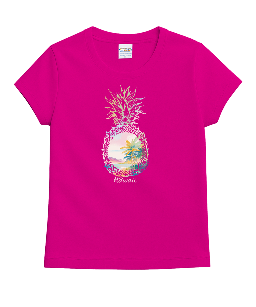 Pineapple Beach Scenic - Berry Short Sleeve Crewneck T-Shirt 1 Pineapple Beach Scenic - Berry Short Sleeve Crewneck T-Shirt