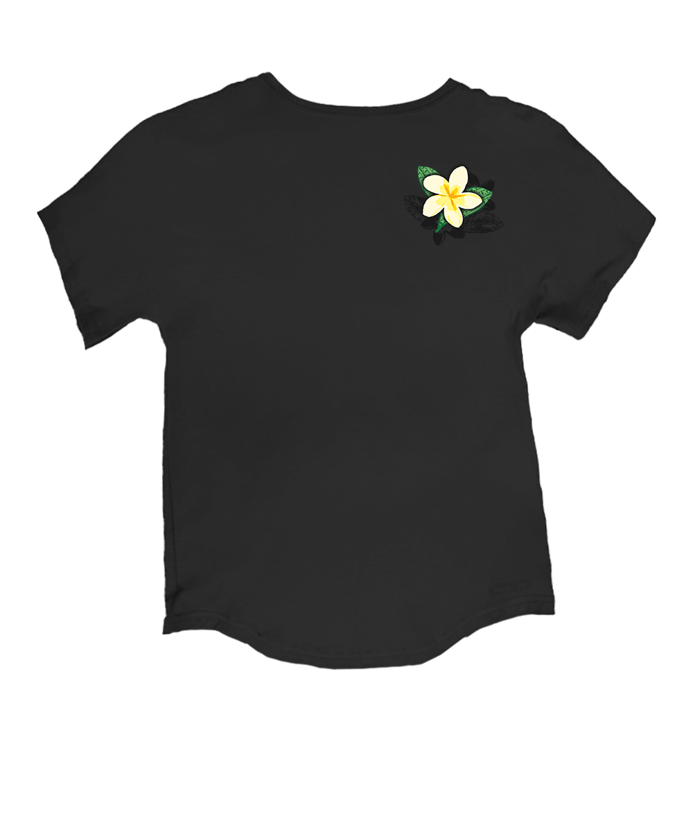 Plumeria Bloom - Charcoal Short Sleeve Dolman V-Neck Tee 4 Plumeria Bloom - Charcoal Short Sleeve Dolman V-Neck Tee