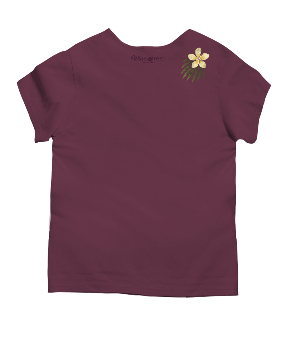 Plumeria Center - Wine Dyed Short Sleeve Scoop Neck T-Shirt 4 Plumeria Center - Wine Dyed Short Sleeve Scoop Neck T-Shirt