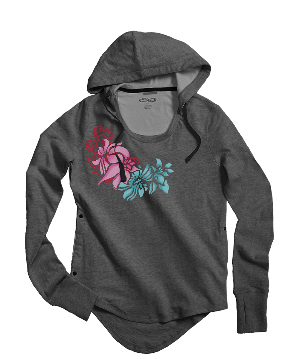 Pua Nalu - Gray Heather Long Sleeve Harmony Hooded T