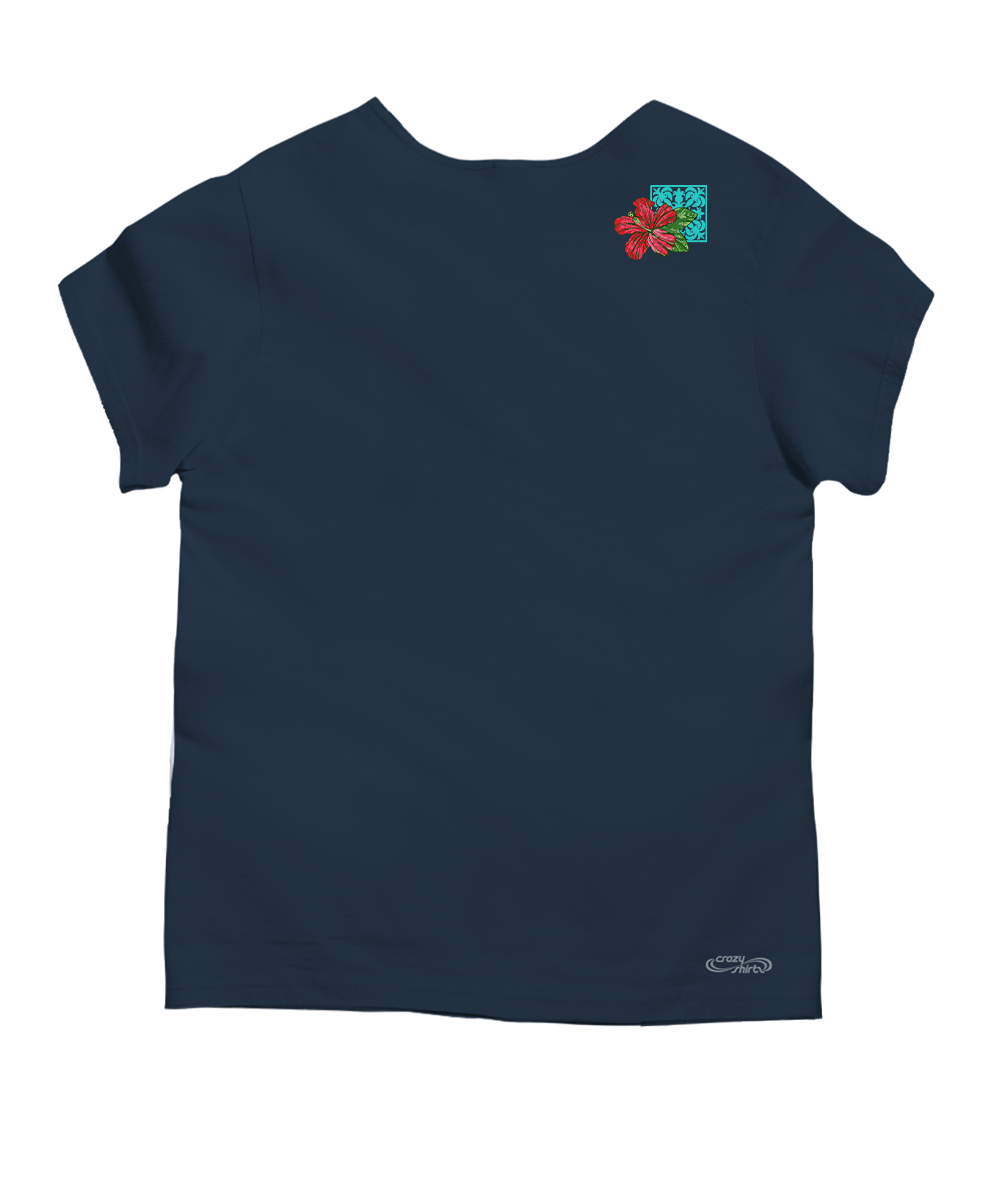 Pua Nani Montage - Navy Short Sleeve Scoop Neck T-Shirt 4 Pua Nani Montage - Navy Short Sleeve Scoop Neck T-Shirt