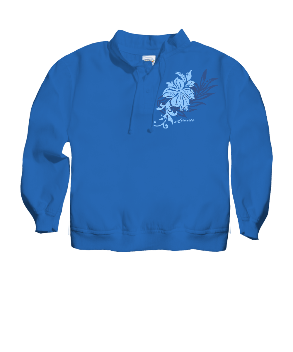 Pua Stamp - Blue Hawaii Dyed Long Sleeve Lightweight Pullover 1 Pua Stamp - Blue Hawaii Dyed Long Sleeve Lightweight Pullover
