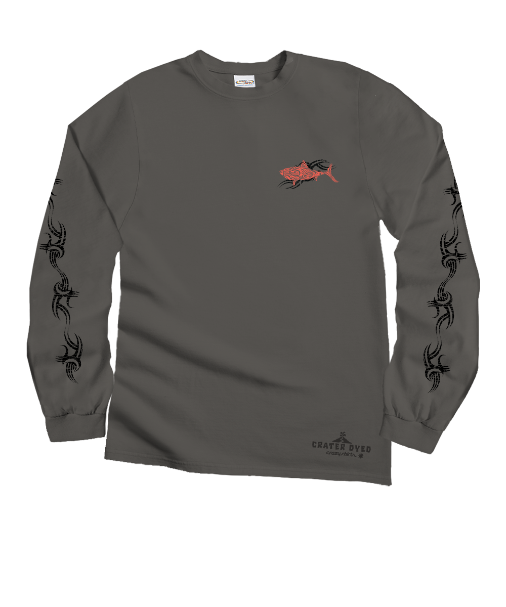 Red Shark - Crater Dyed® Long Sleeve Crewneck T-Shirt 4 Red Shark - Crater Dyed® Long Sleeve Crewneck T-Shirt