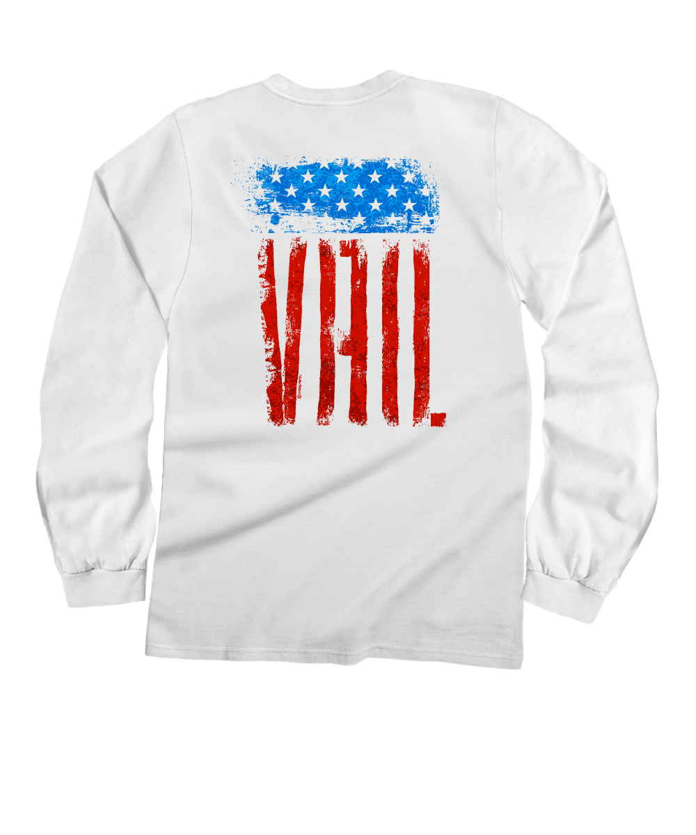 Red White Blue Flag - White Long Sleeve Crewneck T-Shirt
