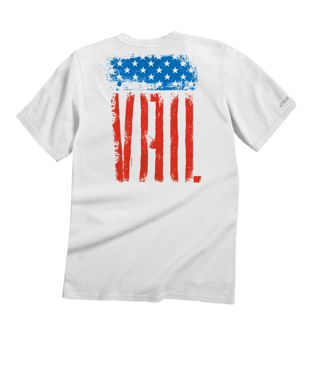 Red White Blue Flag - White Short Sleeve Crewneck T-Shirt