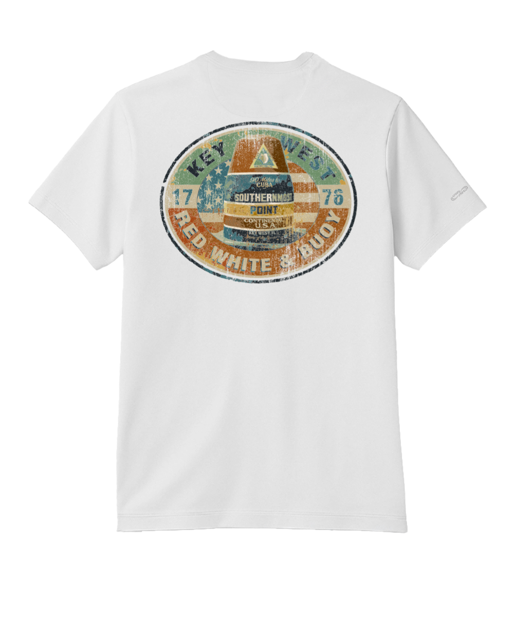 Red White Buoy - White Short Sleeve Pima T-Shirt 1 Red White Buoy - White Short Sleeve Pima T-Shirt