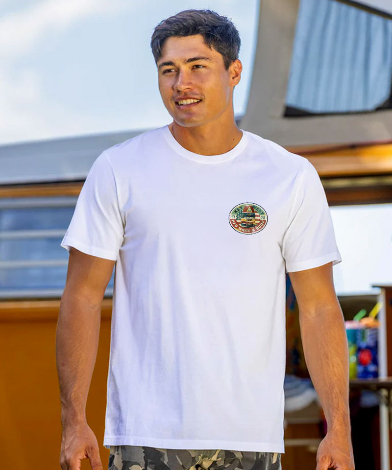 Red White Buoy - White Short Sleeve Pima T-Shirt 3 Red White Buoy - White Short Sleeve Pima T-Shirt