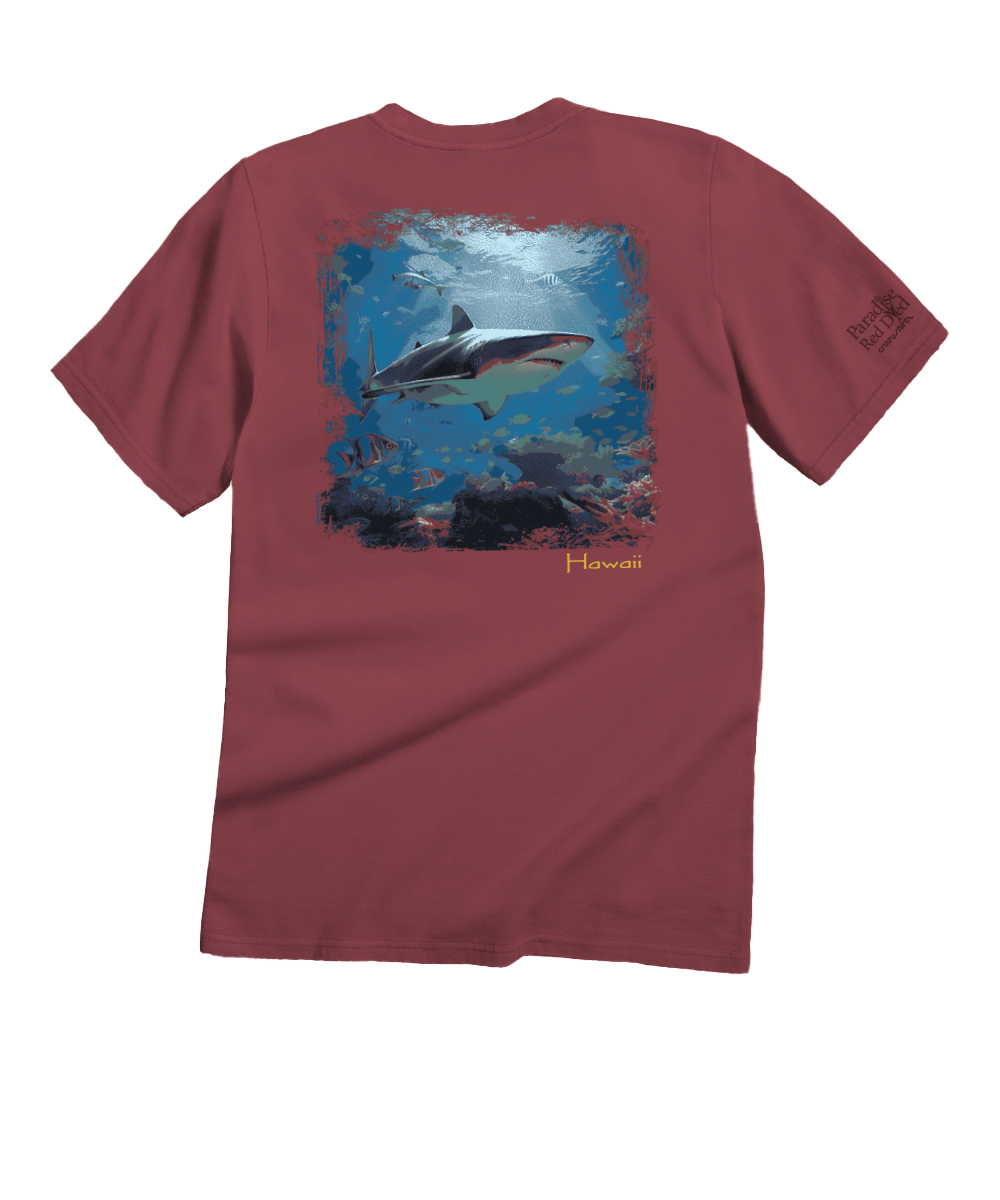Reef Shark - Paradise Red Dyed Short Sleeve Crewneck T-Shirt 1 Reef Shark - Paradise Red Dyed Short Sleeve Crewneck T-Shirt