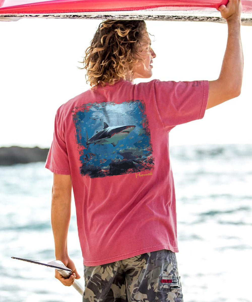 Reef Shark - Paradise Red Dyed Short Sleeve Crewneck T-Shirt 2 Reef Shark - Paradise Red Dyed Short Sleeve Crewneck T-Shirt