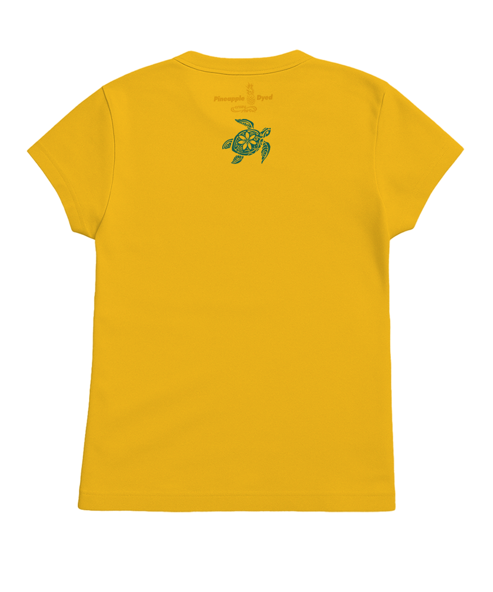 Retro Honu Floral - Pineapple Dyed Short Sleeve Crewneck T-Shirt 4 Retro Honu Floral - Pineapple Dyed Short Sleeve Crewneck T-Shirt