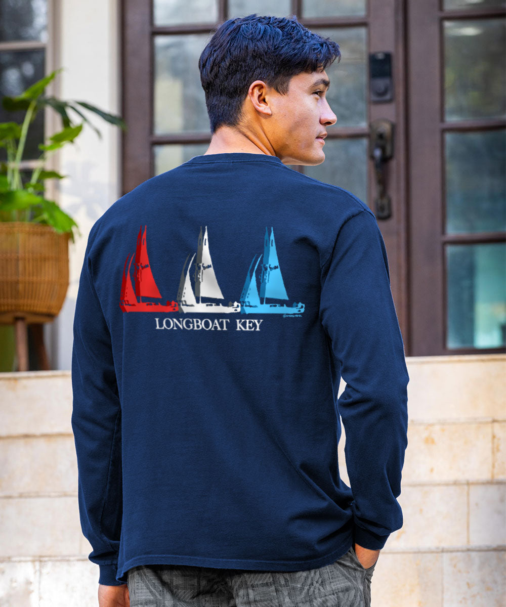 Sails Blu - Navy Long Sleeve Crewneck T-Shirt 2 Sails Blu - Navy Long Sleeve Crewneck T-Shirt