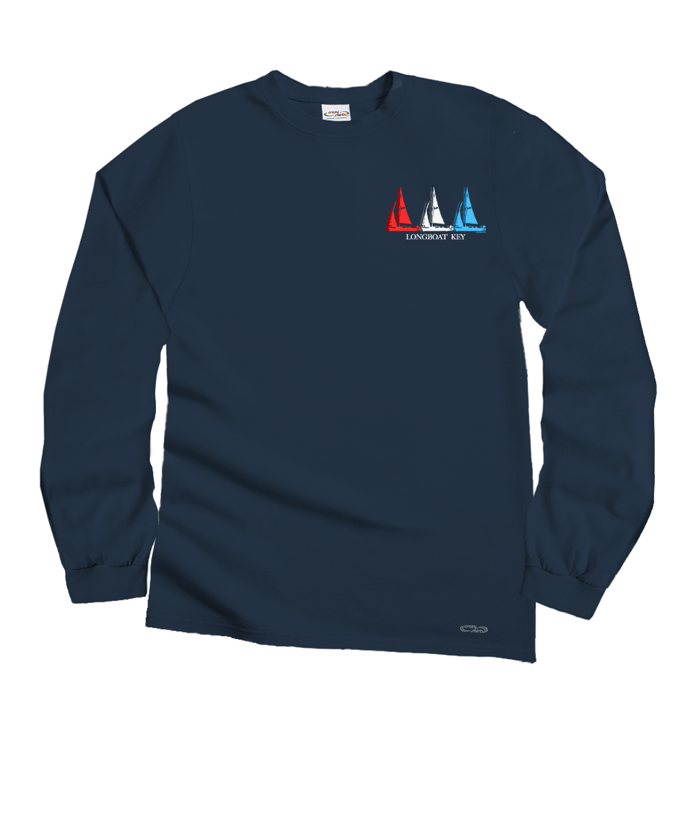 Sails Blu - Navy Long Sleeve Crewneck T-Shirt 4 Sails Blu - Navy Long Sleeve Crewneck T-Shirt