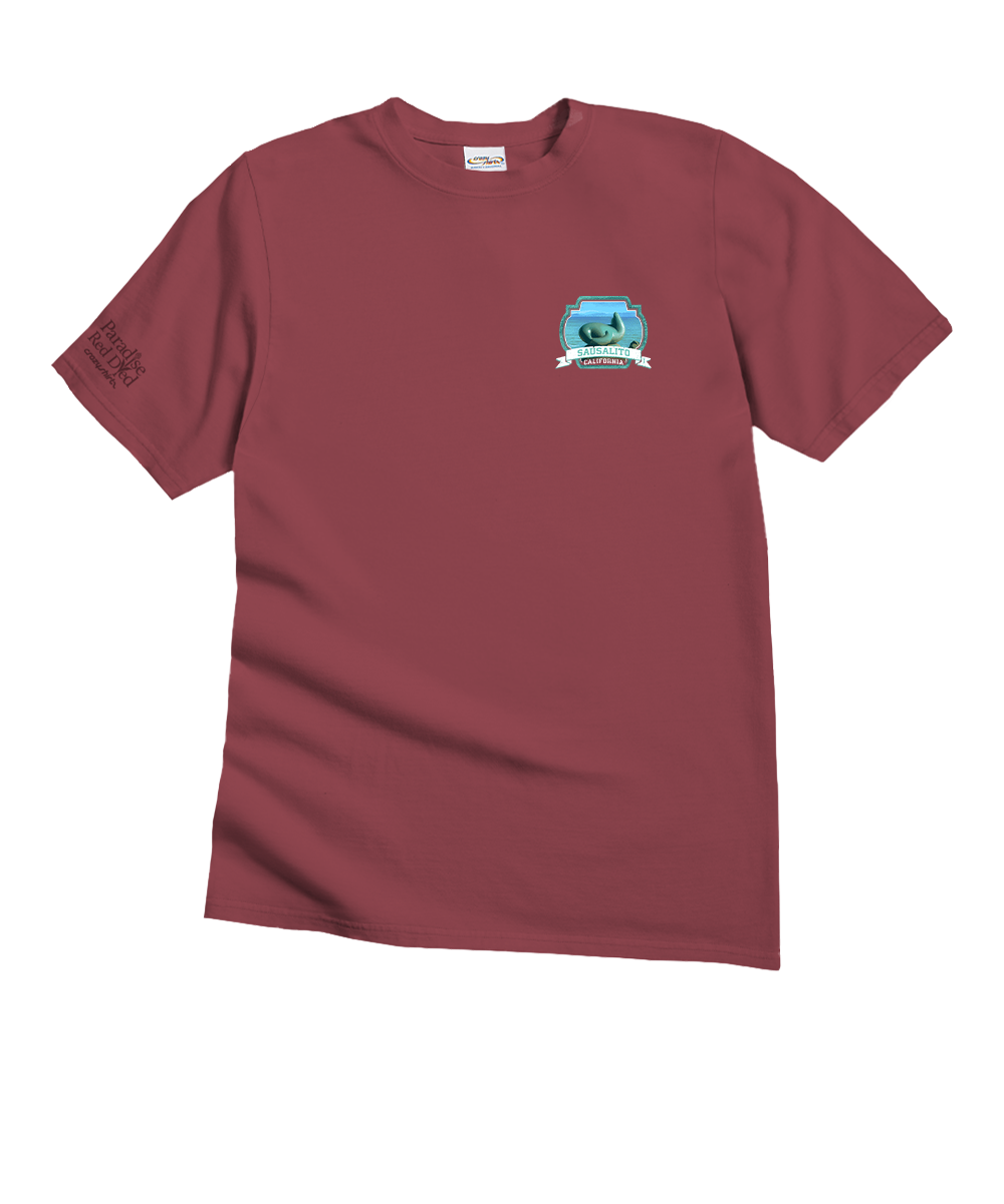 Sausalito Seal Statue - Paradise Red Dyed Short Sleeve Crewneck T-Shirt 4 Sausalito Seal Statue - Paradise Red Dyed Short Sleeve Crewneck T-Shirt
