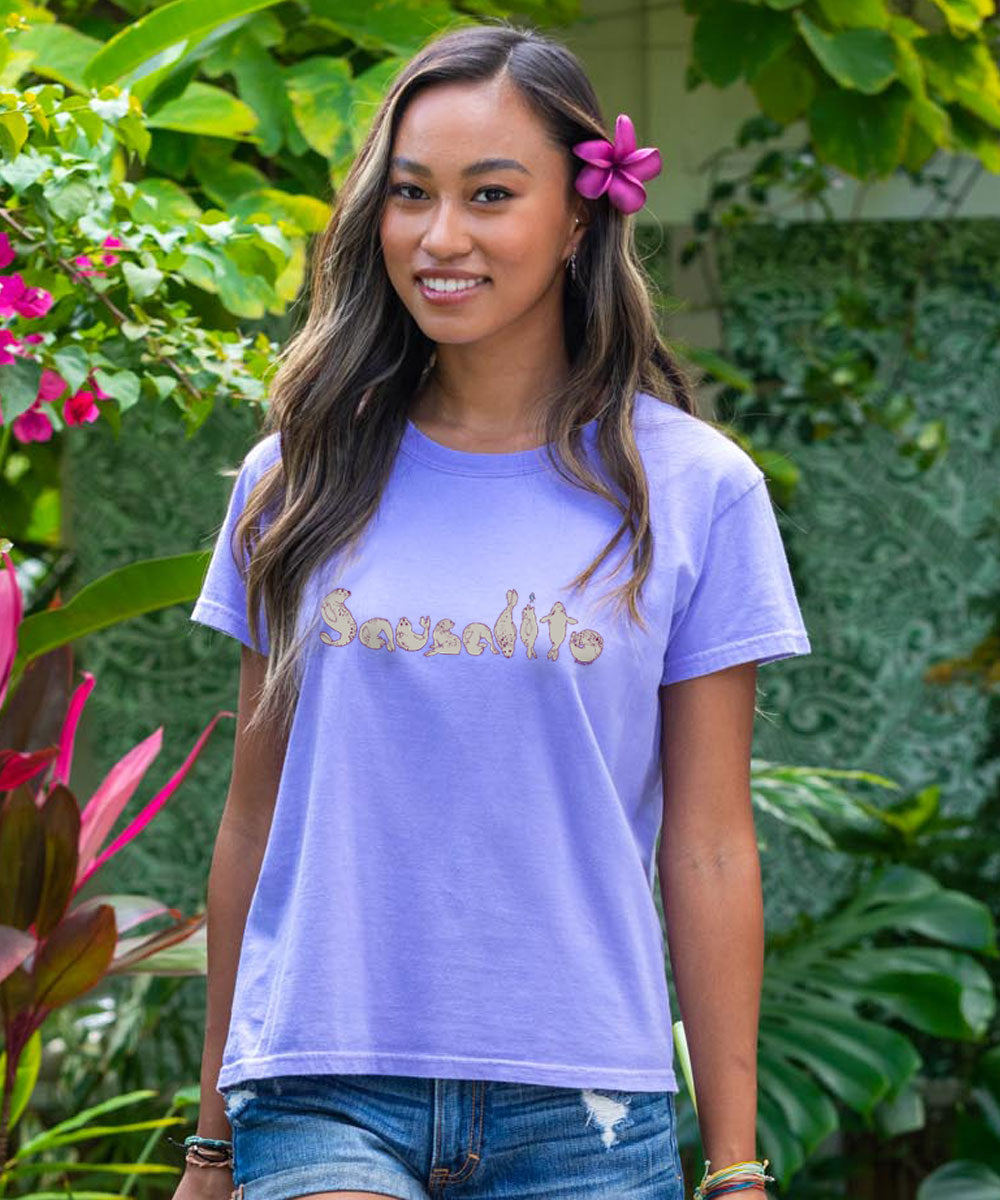 Sausalito Seals Sketch - Lavender Dyed Short Sleeve Crewneck T-Shirt 2 Sausalito Seals Sketch - Lavender Dyed Short Sleeve Crewneck T-Shirt