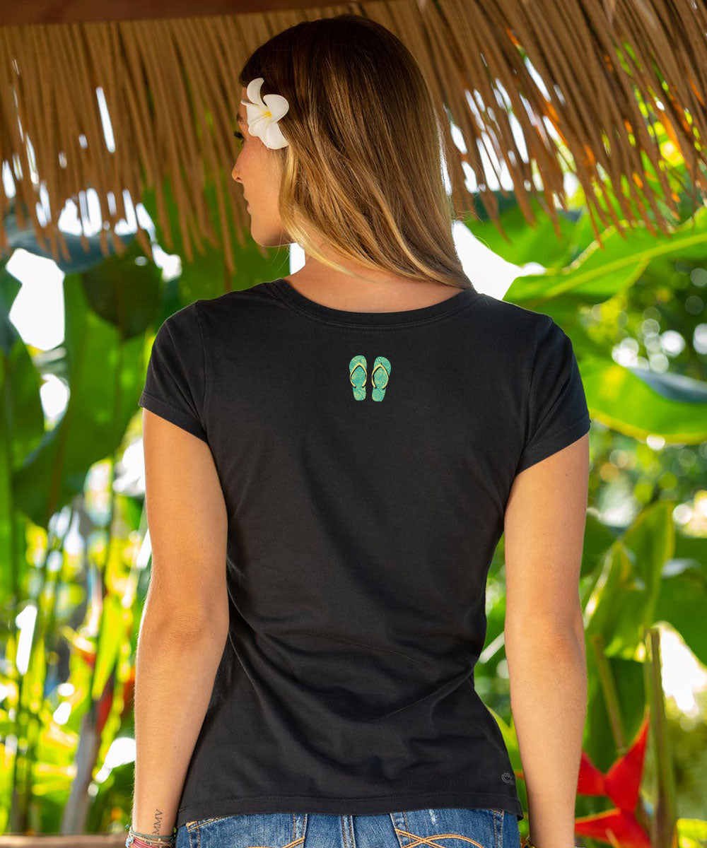 Shell Flops - Jet Black Short Sleeve Pima T-Shirt 3 Shell Flops - Jet Black Short Sleeve Pima T-Shirt