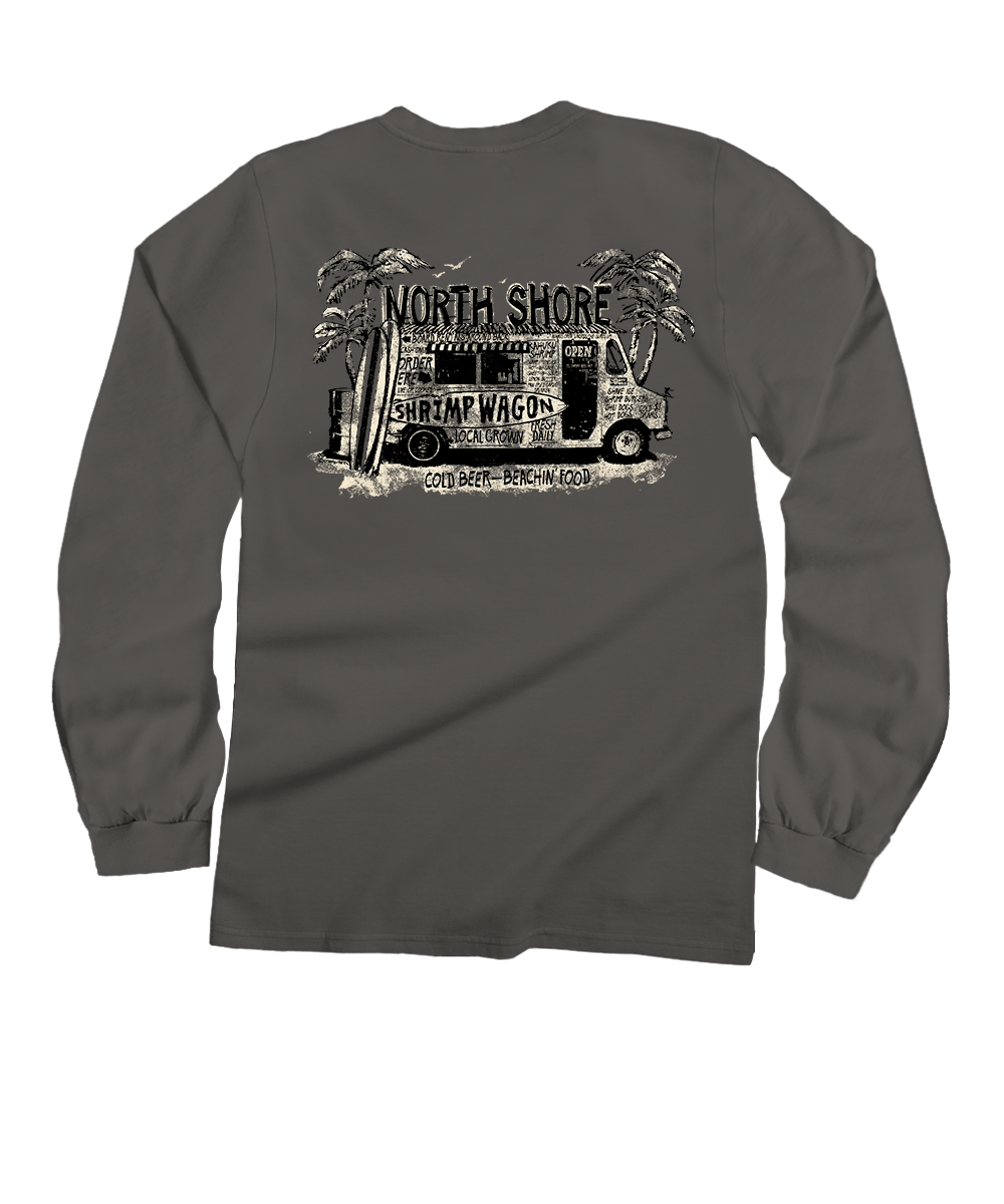 Shrimp Wagon - Crater Dyed® Long Sleeve Crewneck T-Shirt 1 Shrimp Wagon - Crater Dyed® Long Sleeve Crewneck T-Shirt