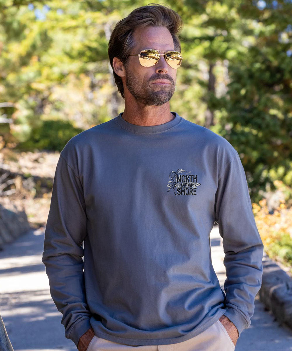 Shrimp Wagon - Crater Dyed® Long Sleeve Crewneck T-Shirt 3 Shrimp Wagon - Crater Dyed® Long Sleeve Crewneck T-Shirt