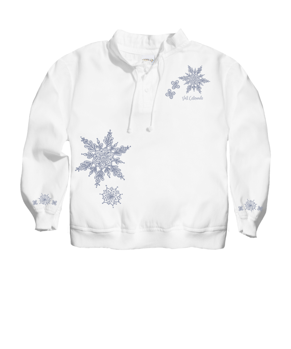 Snowflake Lace - White Long Sleeve Lightweight Pullover 1 Snowflake Lace - White Long Sleeve Lightweight Pullover