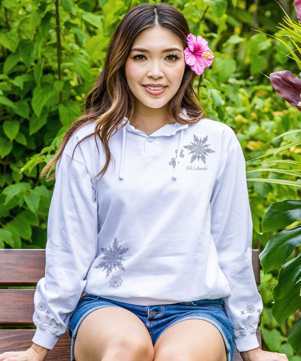 Snowflake Lace - White Long Sleeve Lightweight Pullover 2 Snowflake Lace - White Long Sleeve Lightweight Pullover