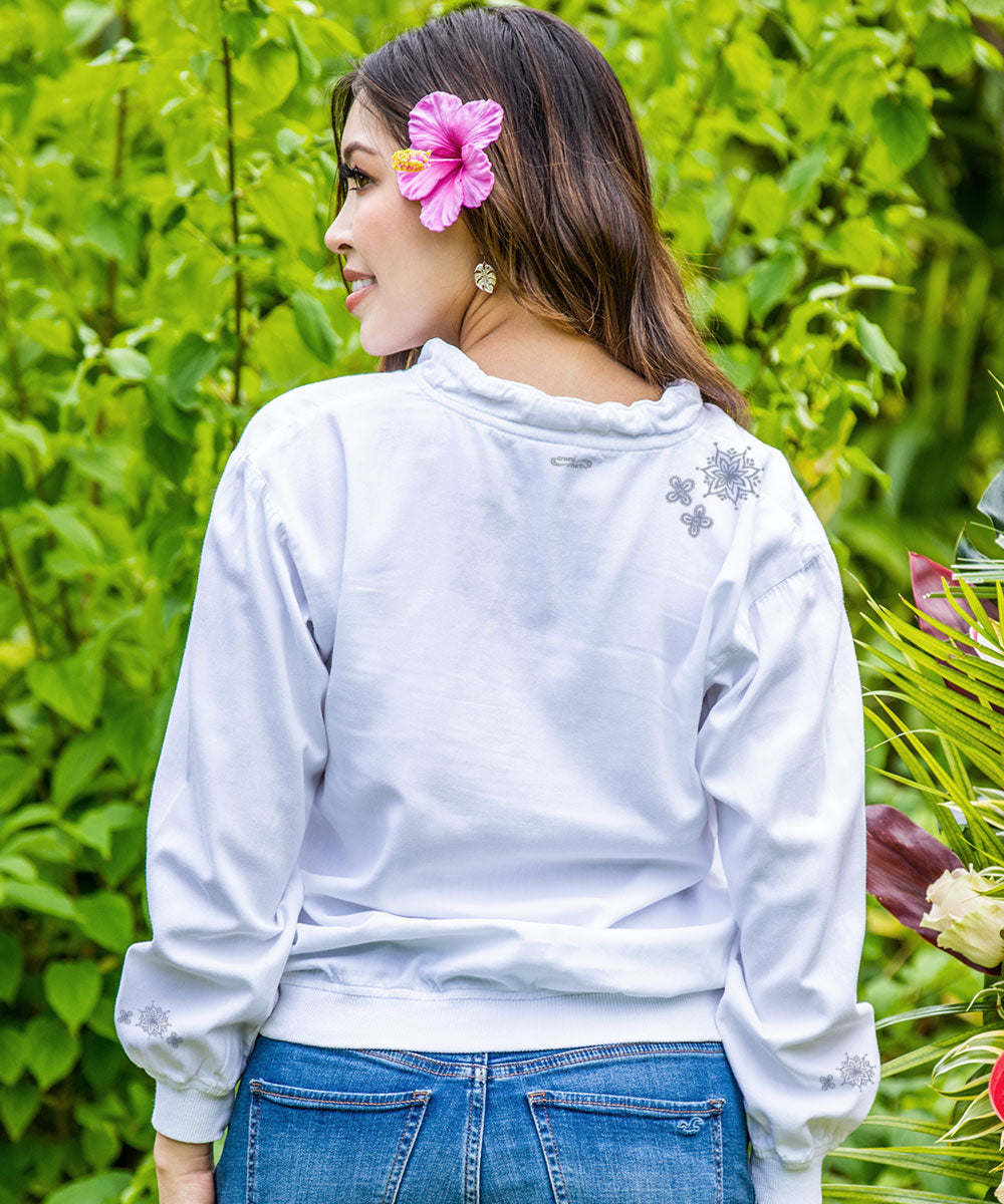 Snowflake Lace - White Long Sleeve Lightweight Pullover 3 Snowflake Lace - White Long Sleeve Lightweight Pullover
