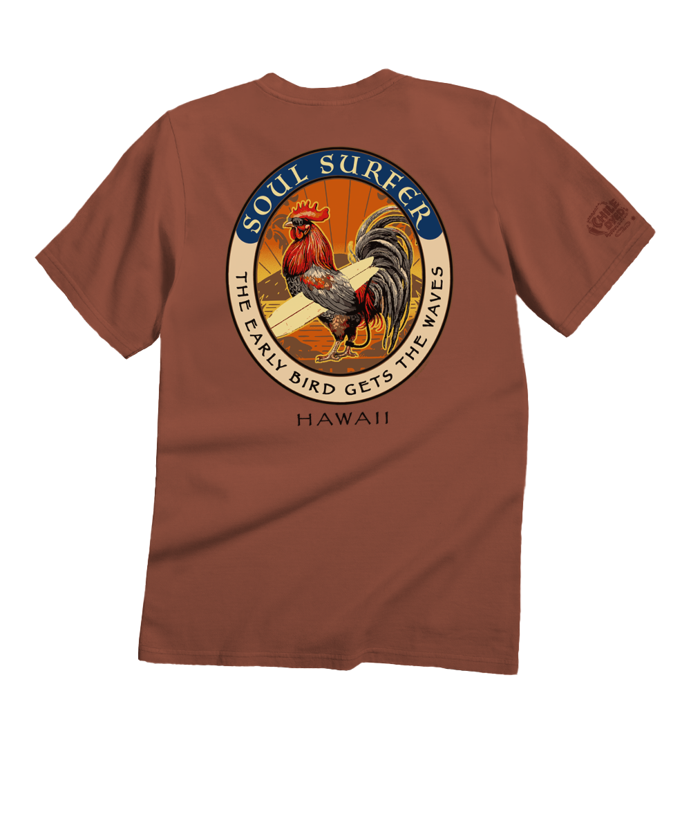 Soul Surfer Rooster - Chile Dyed Short Sleeve Crewneck T-Shirt 1 Soul Surfer Rooster - Chile Dyed Short Sleeve Crewneck T-Shirt