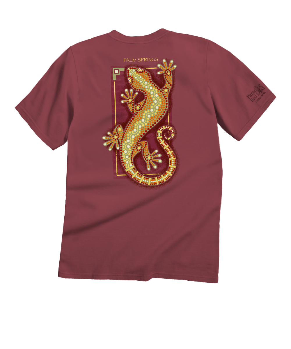 Southwest Gecko Crawl - Paradise Red Dyed Short Sleeve Crewneck T-Shirt 1 Southwest Gecko Crawl - Paradise Red Dyed Short Sleeve Crewneck T-Shirt