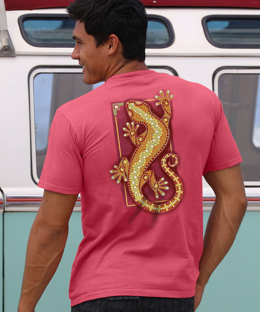 Southwest Gecko Crawl - Paradise Red Dyed Short Sleeve Crewneck T-Shirt 2 Southwest Gecko Crawl - Paradise Red Dyed Short Sleeve Crewneck T-Shirt