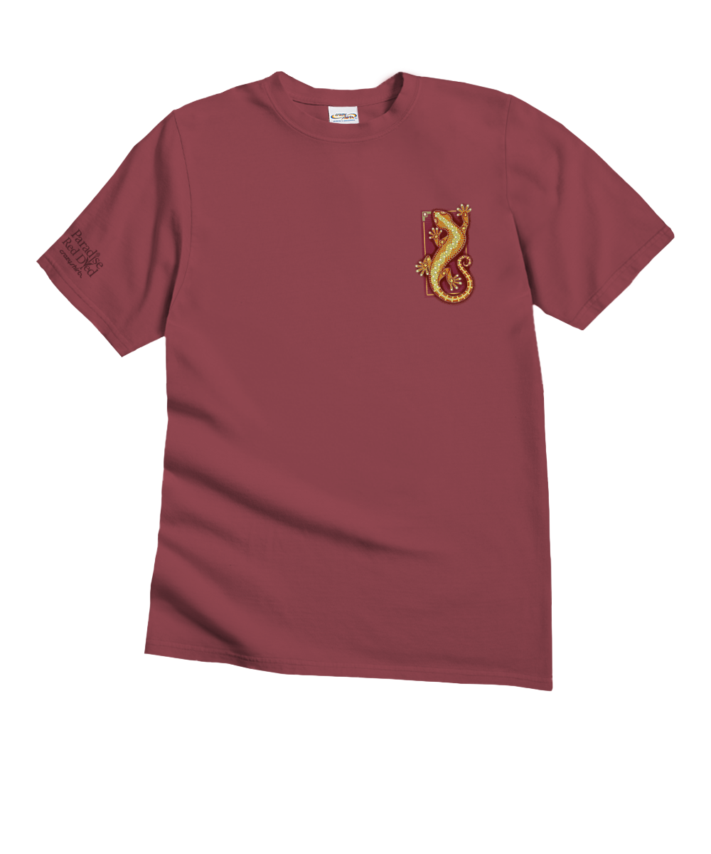 Southwest Gecko Crawl - Paradise Red Dyed Short Sleeve Crewneck T-Shirt 4 Southwest Gecko Crawl - Paradise Red Dyed Short Sleeve Crewneck T-Shirt
