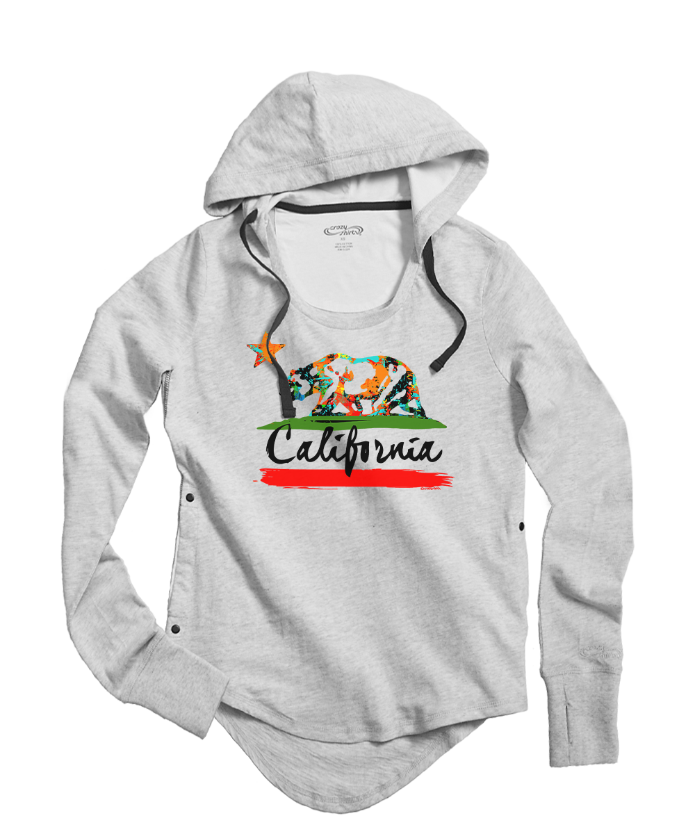 Splatter Bear - White Gray Heather Long Sleeve Harmony Hooded T 1 Splatter Bear - White Gray Heather Long Sleeve Harmony Hooded T