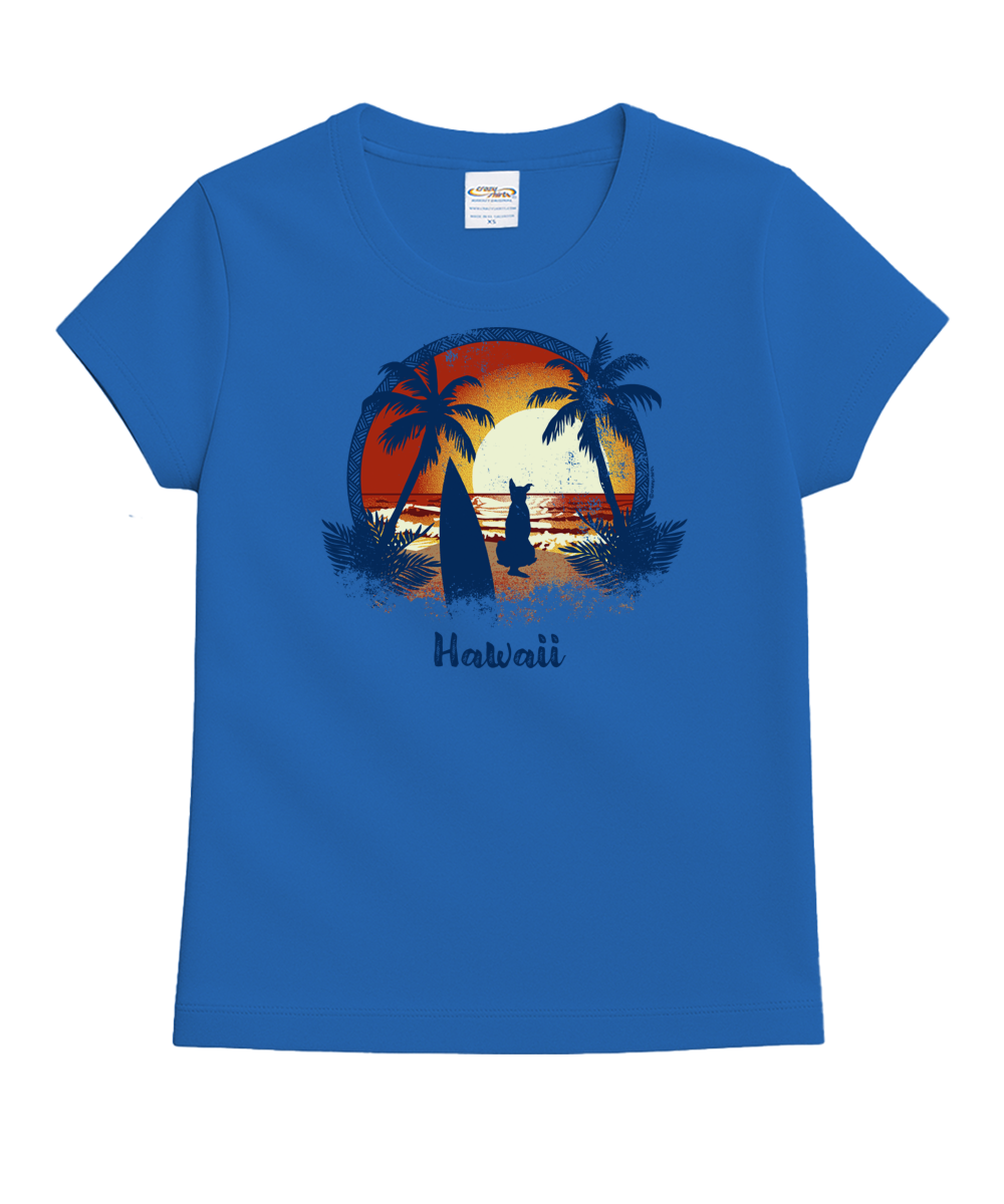 Surf Sun Scene - Blue Hawaii Dyed Short Sleeve Crewneck T-Shirt 1 Surf Sun Scene - Blue Hawaii Dyed Short Sleeve Crewneck T-Shirt